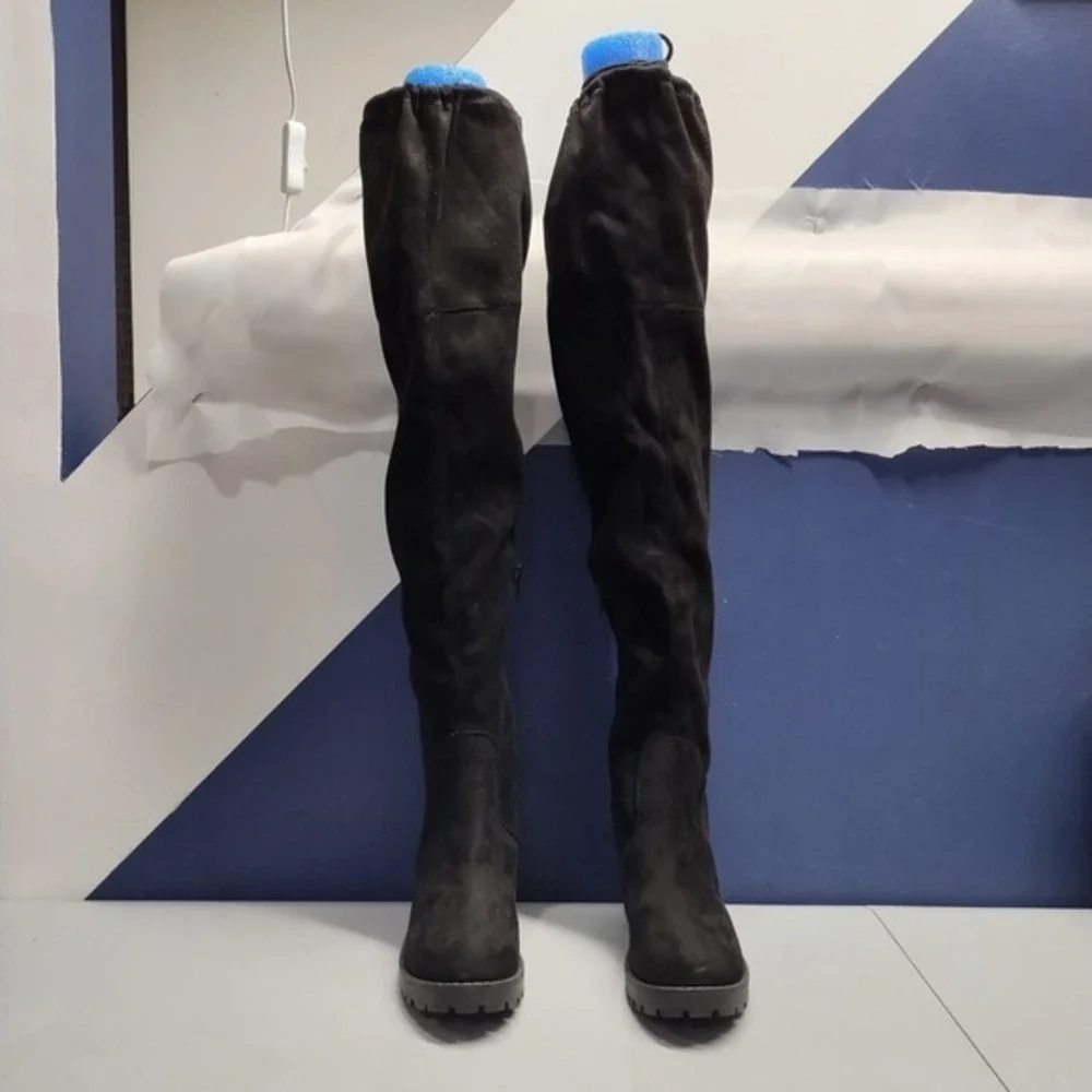 ZIGIsoho Winter Boots Womens Size 7 Black Textile Fabric Over The Knee‎ Pull-On